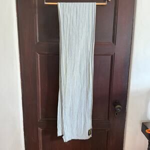 Y2K Vintage | RALPH LAUREN RUGBY | Blue White TIcker Striped Long Cotton Scarf